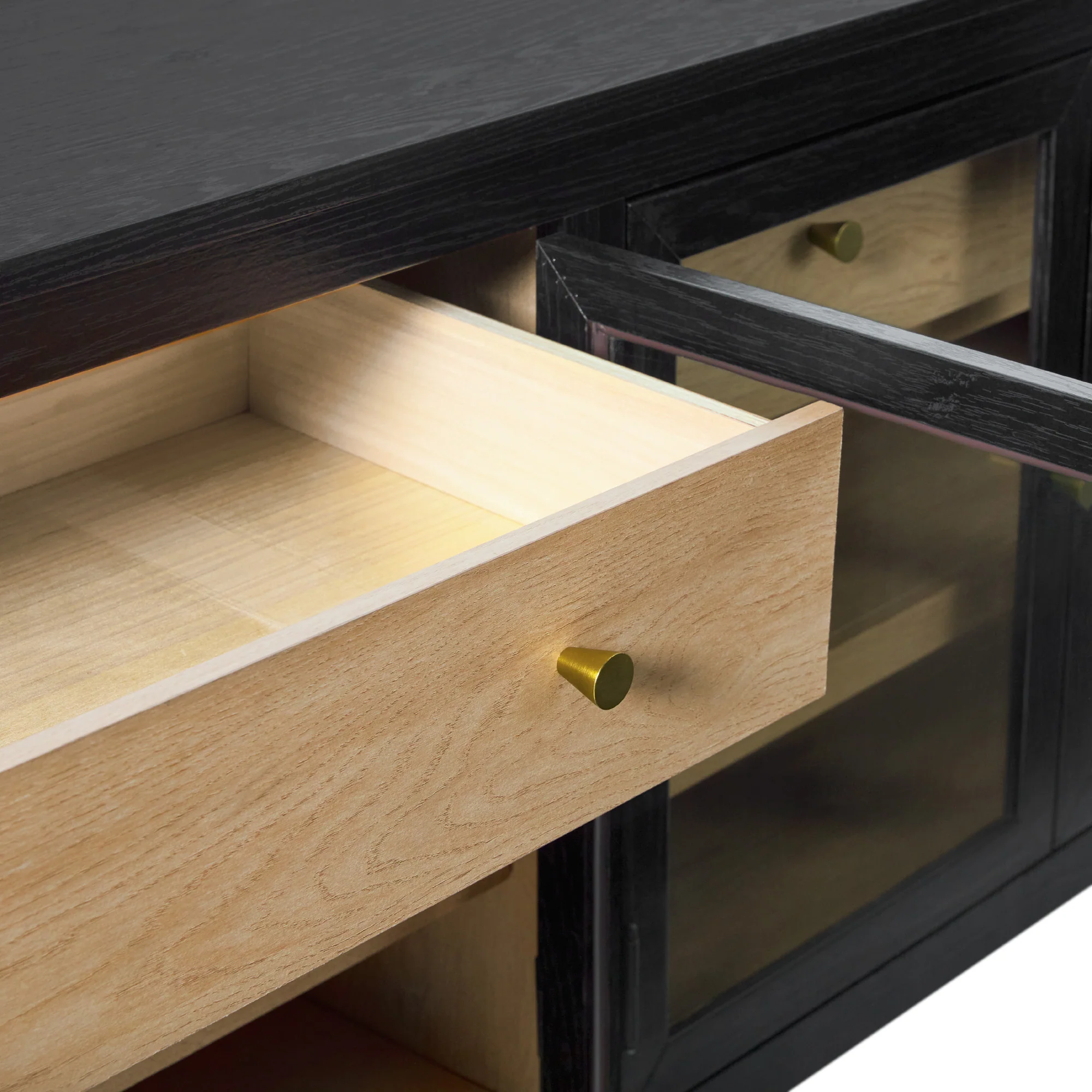 Harlow Modern Easy Assembly Glass Door 70” Sideboard TV Stand - Image 7