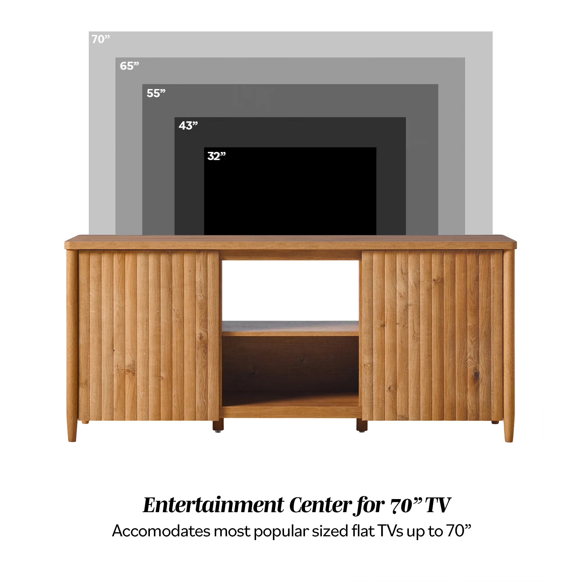 Flynn Scandinavian Reeded TV Stand with Storage - Image 8