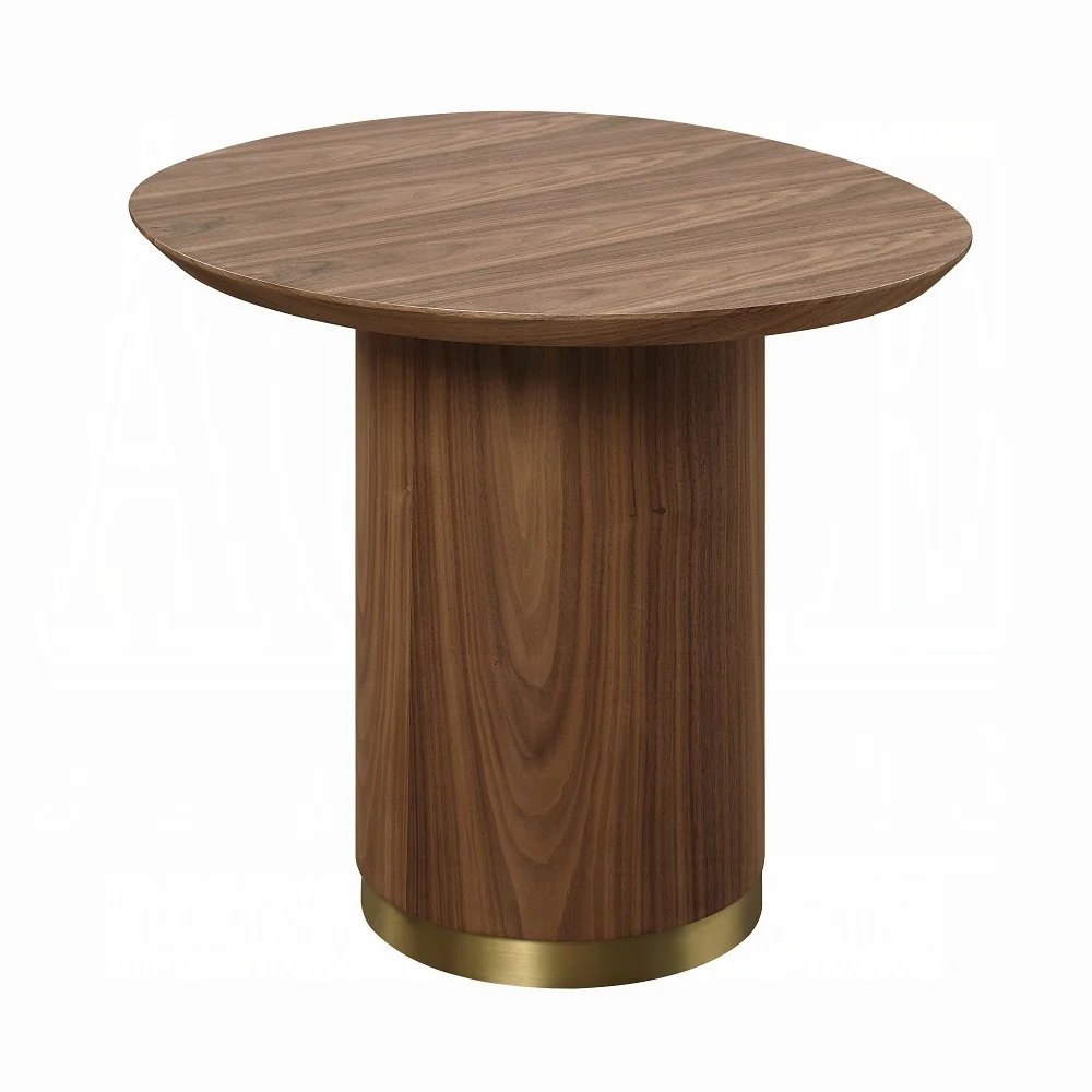 Walker Edison | Walnut End Table with Pedestal - Image 2