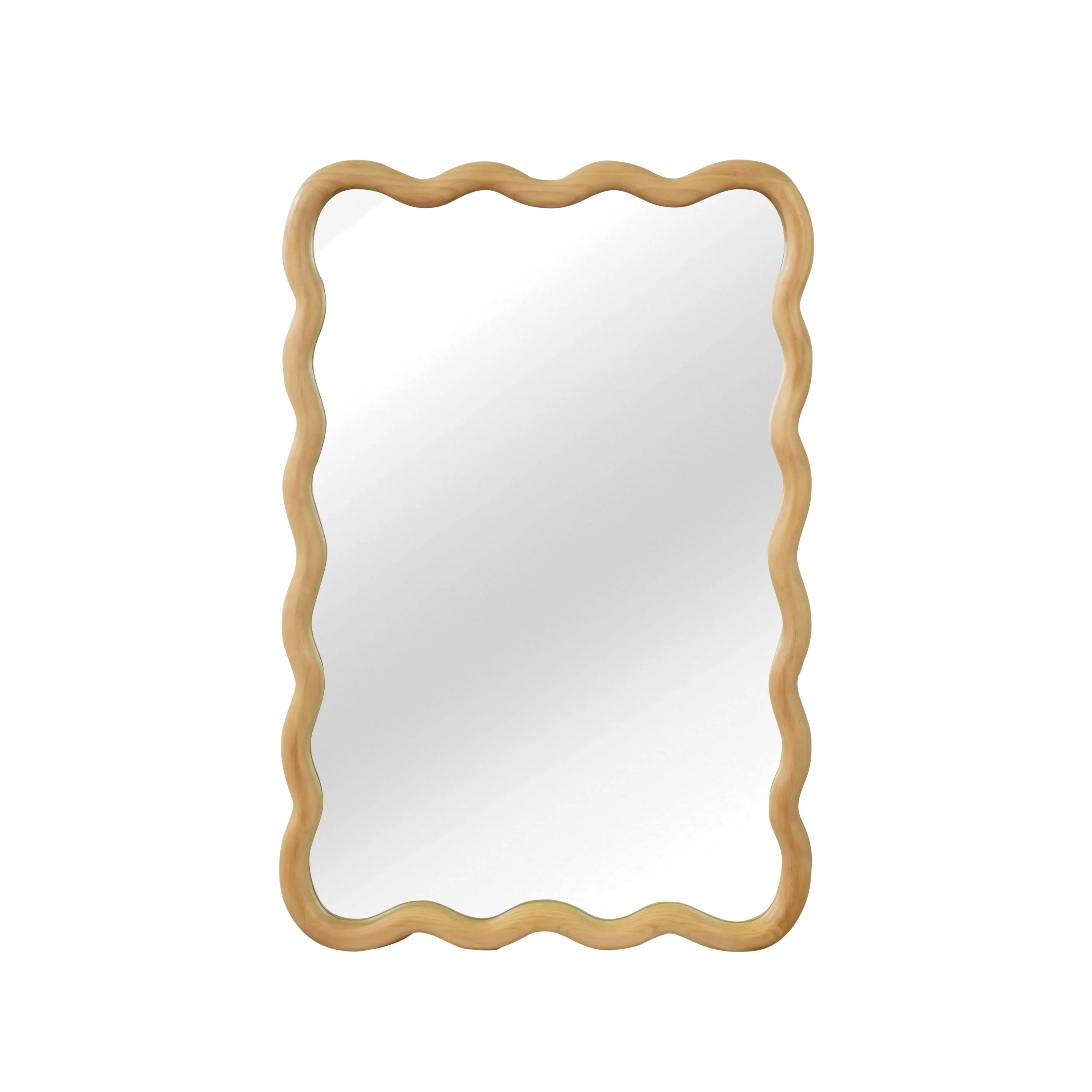 Wavy Rectangle Solid Wood Frame Decorative Mirror - Image 6