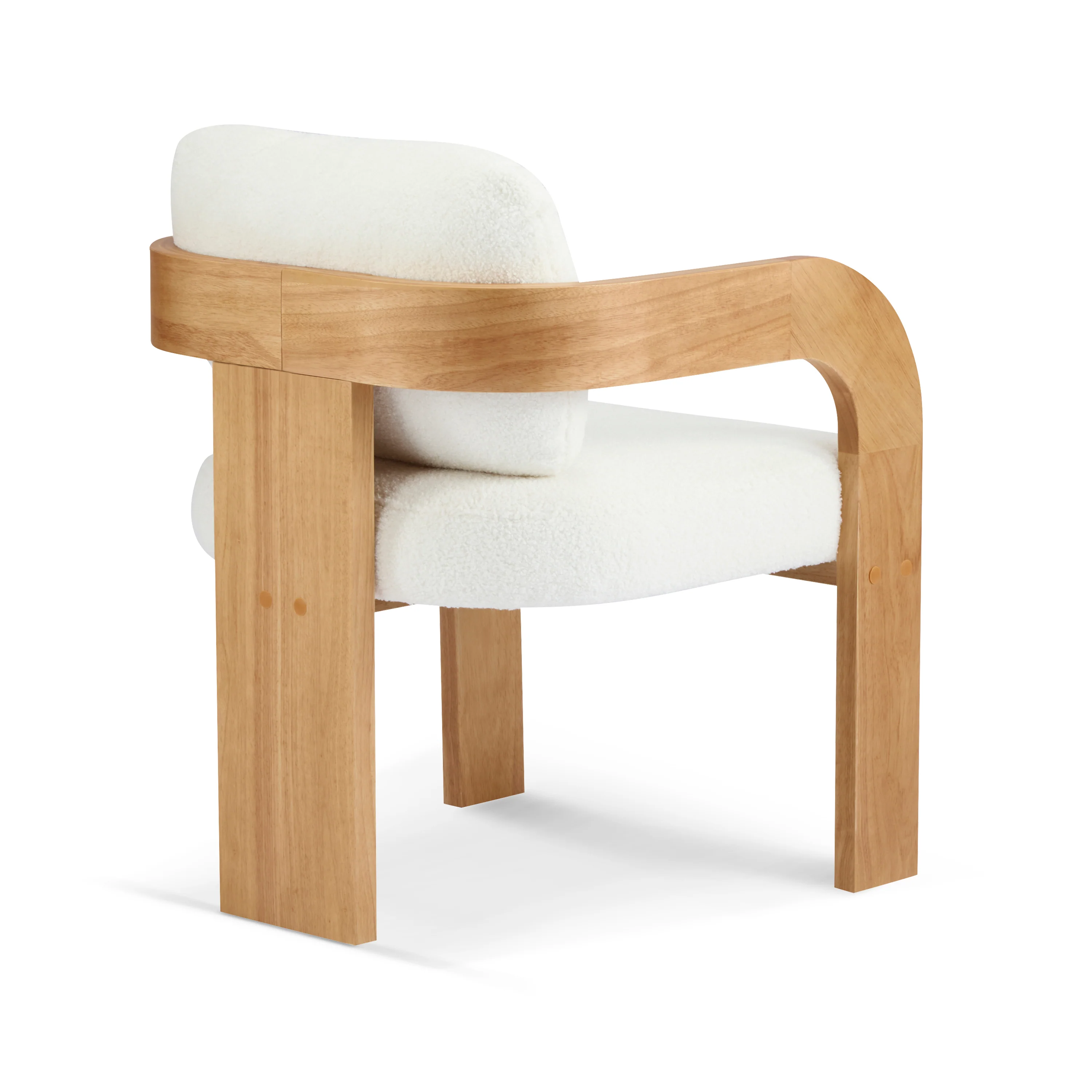 White Boucle 2 Pack Dining Chairs with Pillow Back and Solid Wood Frame - Image 10