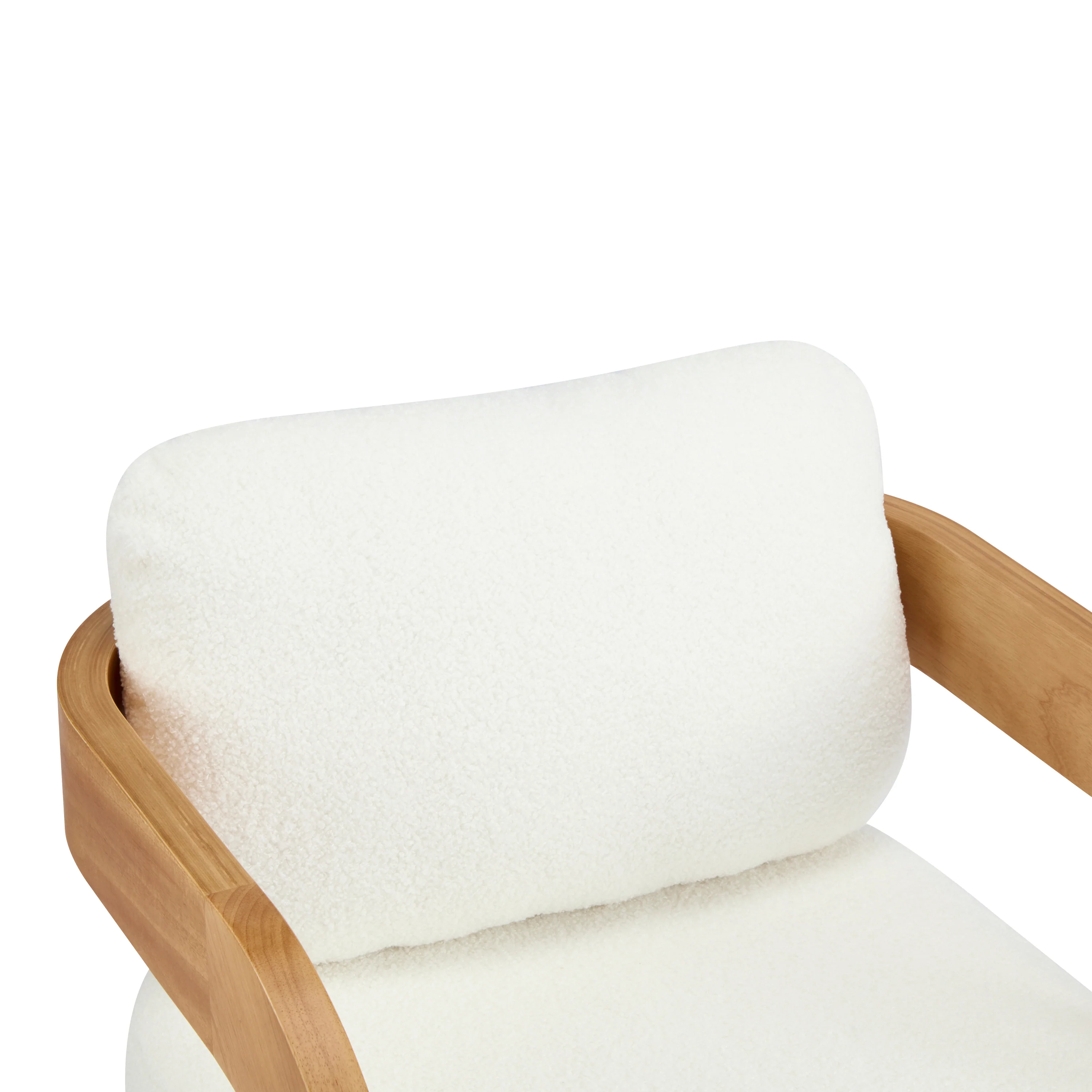 White Boucle 2 Pack Dining Chairs with Pillow Back and Solid Wood Frame - Image 14