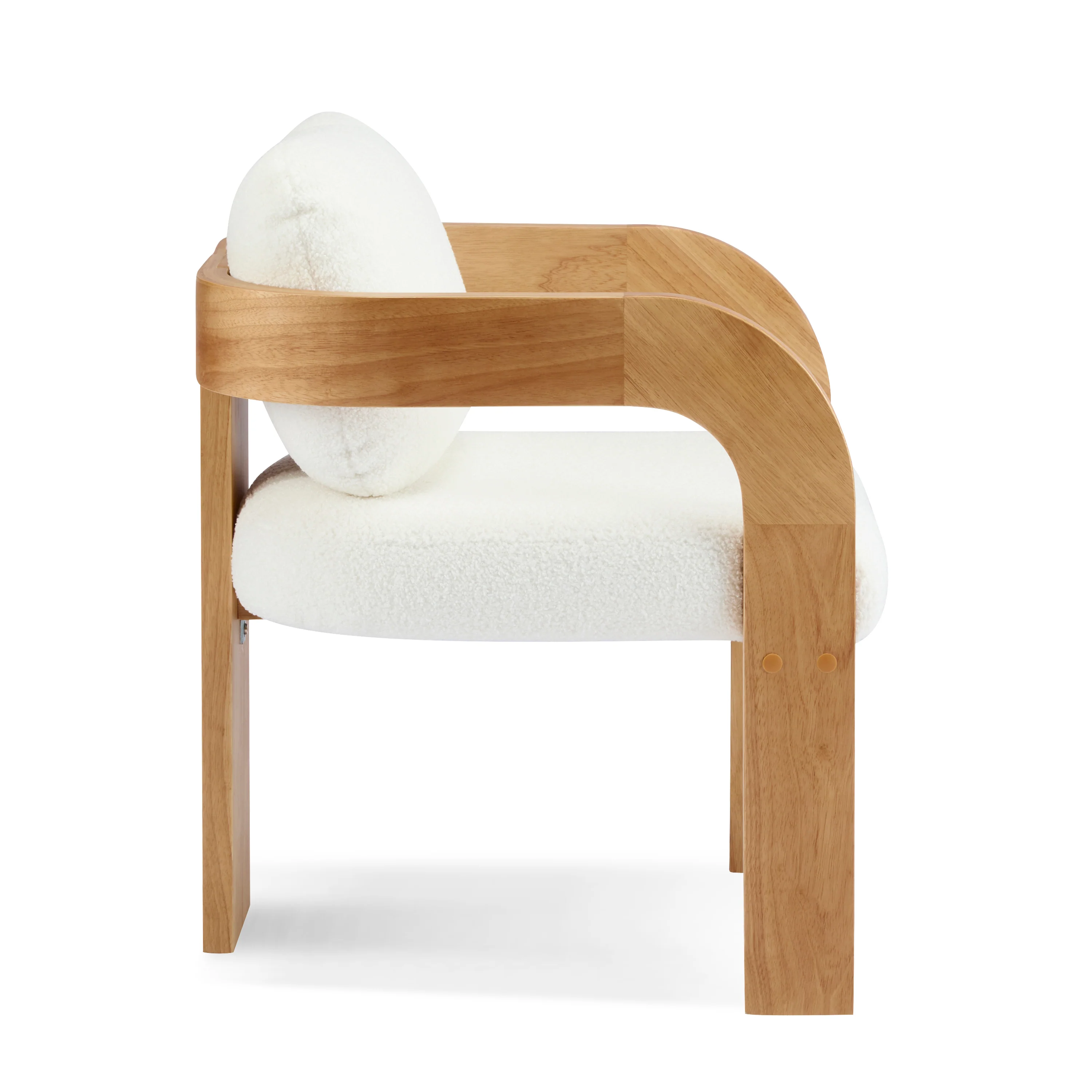 White Boucle 2 Pack Dining Chairs with Pillow Back and Solid Wood Frame - Image 8