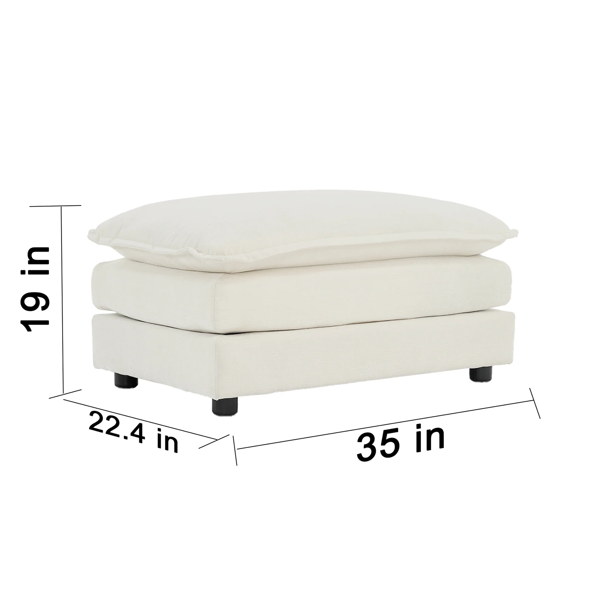 White Chenille Modular 146" Sectional Sofa with Ottoman - Image 5