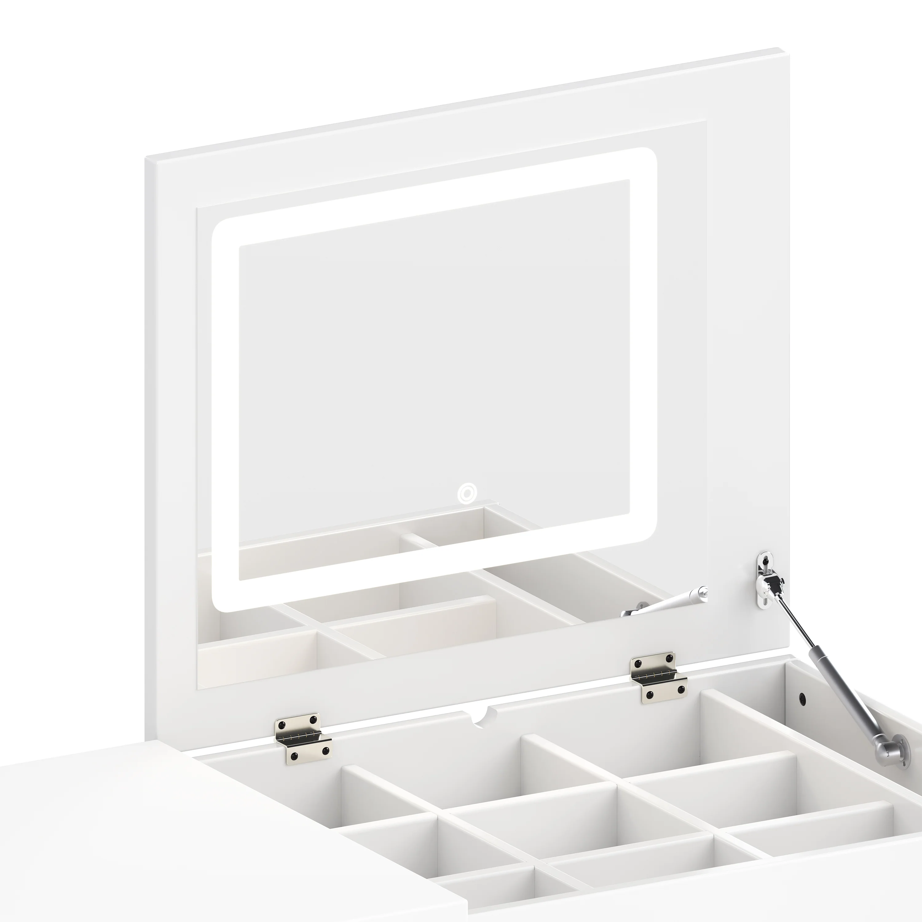 Walker Edison | White Multi-Functional Vanity Desk Dresser Set with Flip Mirror and Lights - Image 15