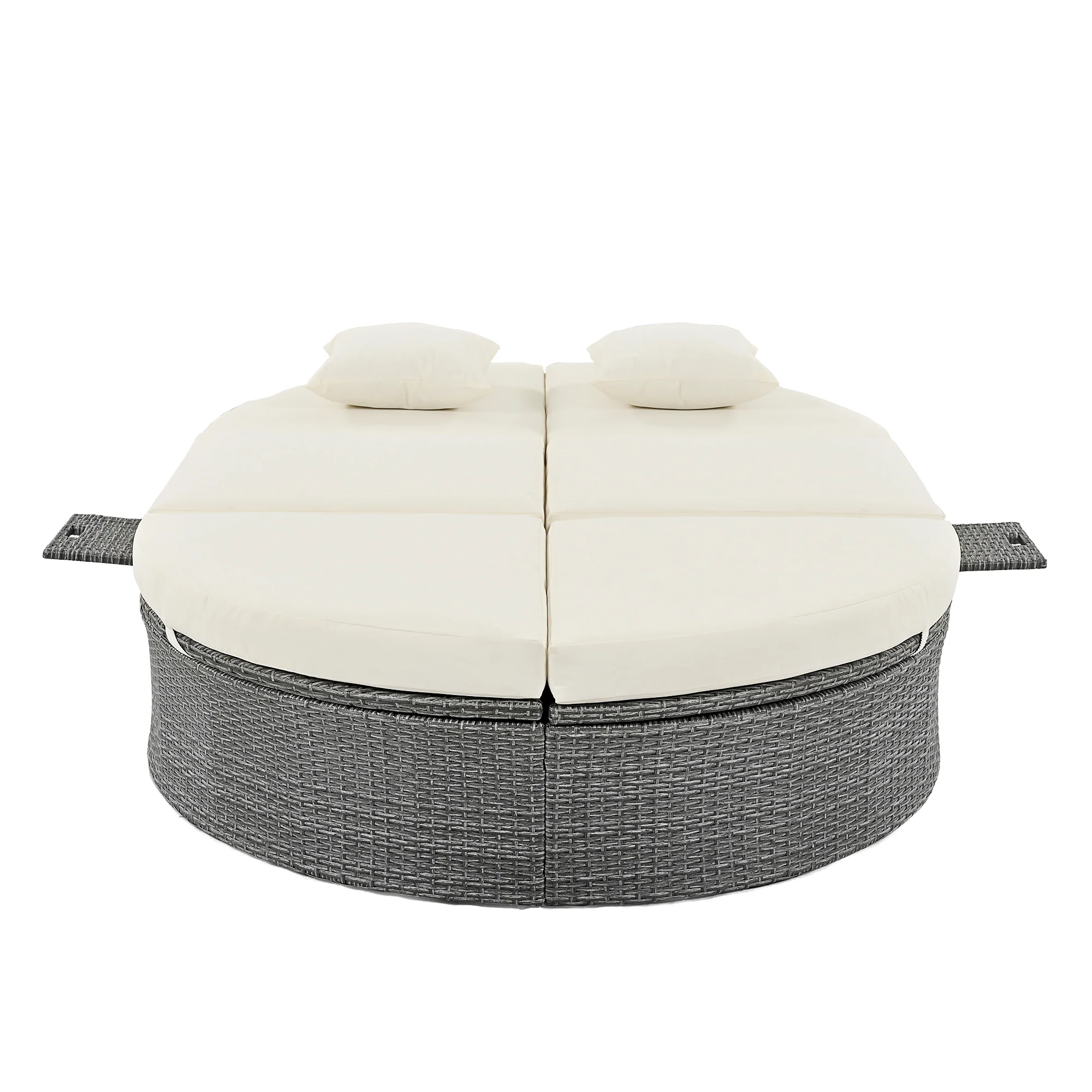 Wicker Outdoor Sun Bed Patio 2-Person Daybed with Cushions and Pillows - Image 10