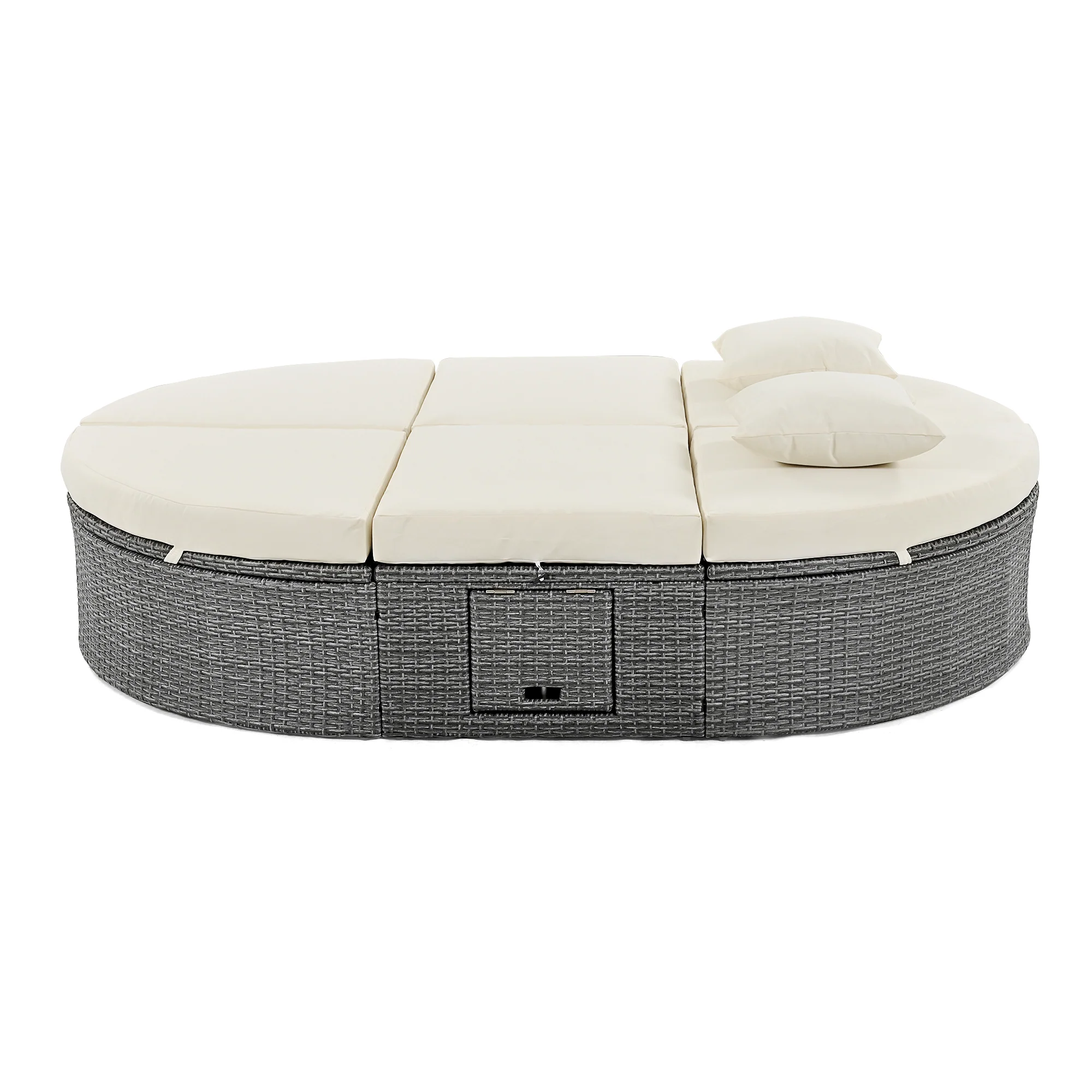 Wicker Outdoor Sun Bed Patio 2-Person Daybed with Cushions and Pillows - Image 13