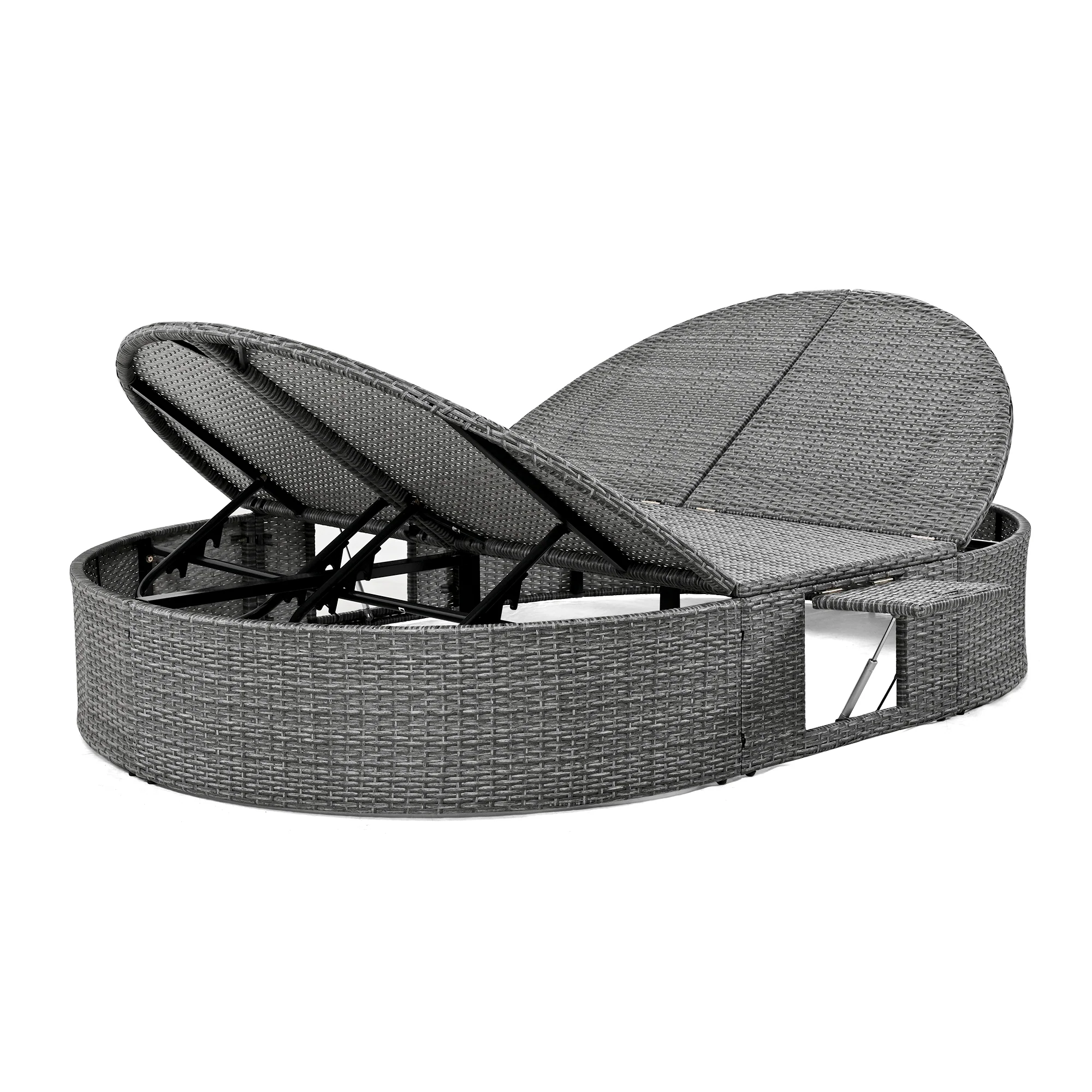 Wicker Outdoor Sun Bed Patio 2-Person Daybed with Cushions and Pillows - Image 22