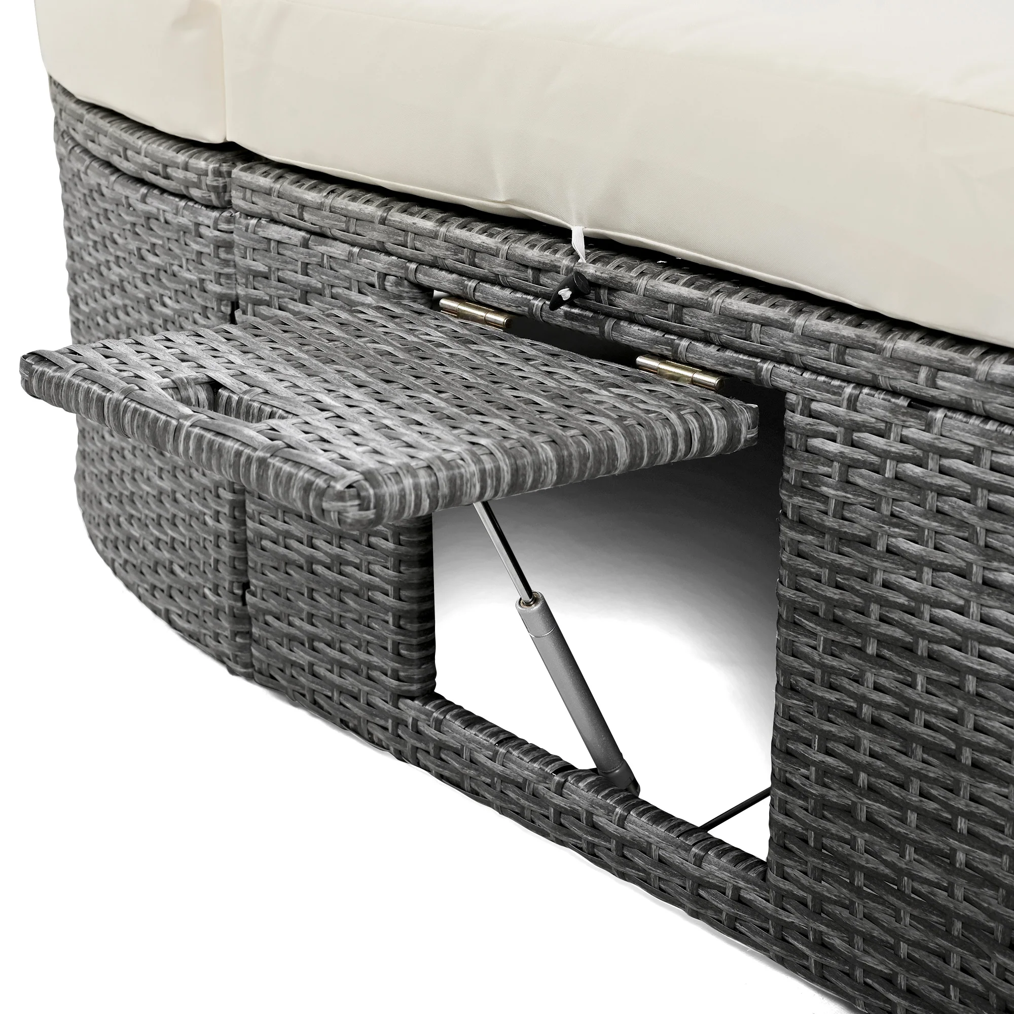 Wicker Outdoor Sun Bed Patio 2-Person Daybed with Cushions and Pillows - Image 23