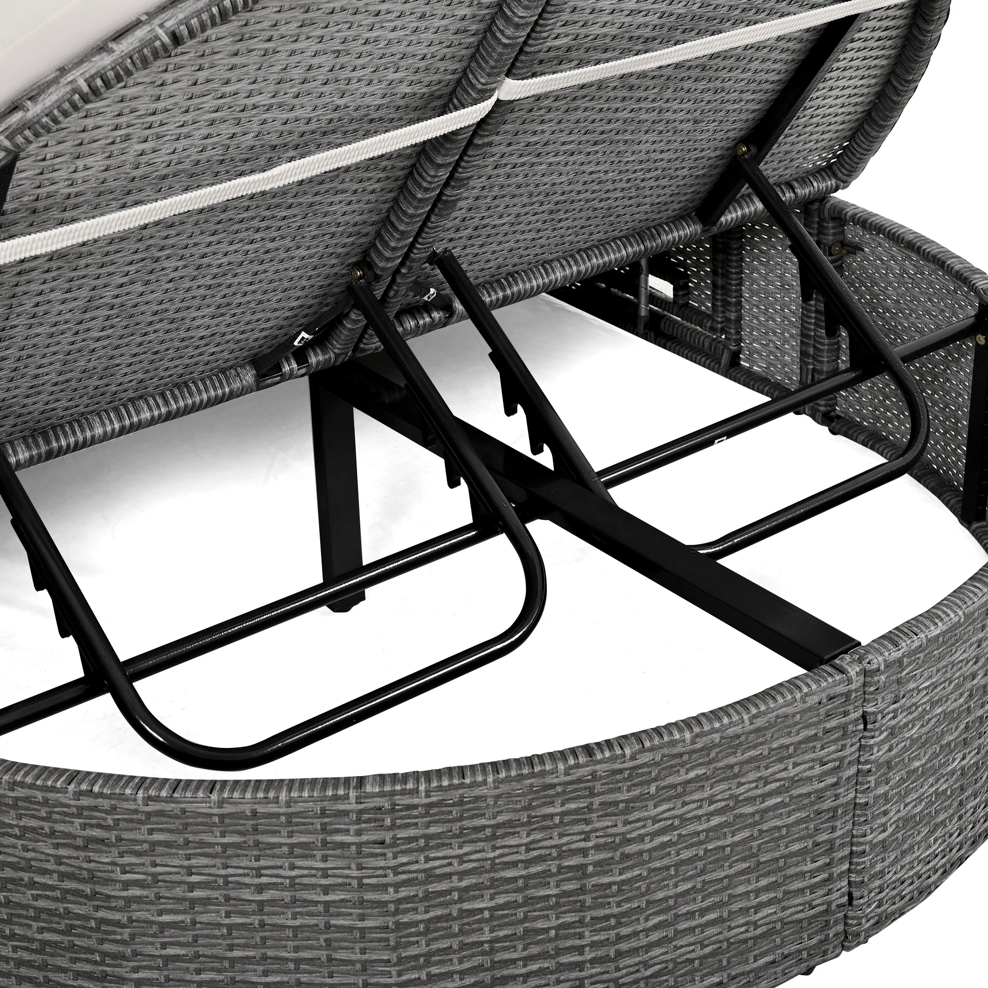 Wicker Outdoor Sun Bed Patio 2-Person Daybed with Cushions and Pillows - Image 24