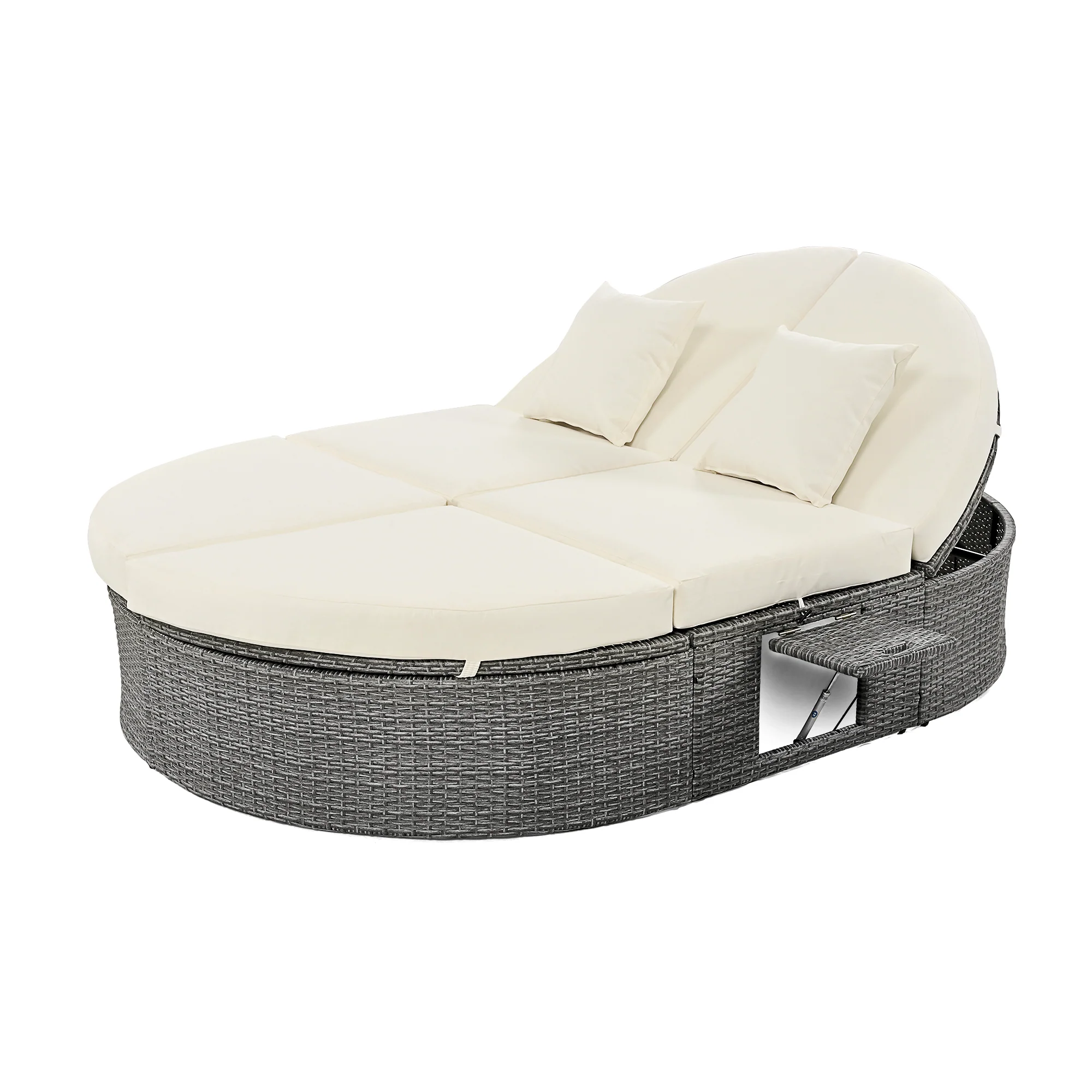 Wicker Outdoor Sun Bed Patio 2-Person Daybed with Cushions and Pillows - Image 8
