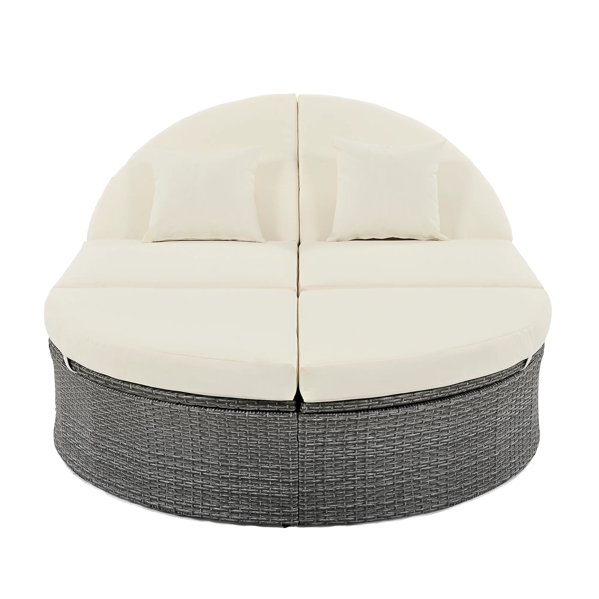 Wicker Outdoor Sun Bed Patio 2-Person Daybed with Cushions and Pillows - Image 9