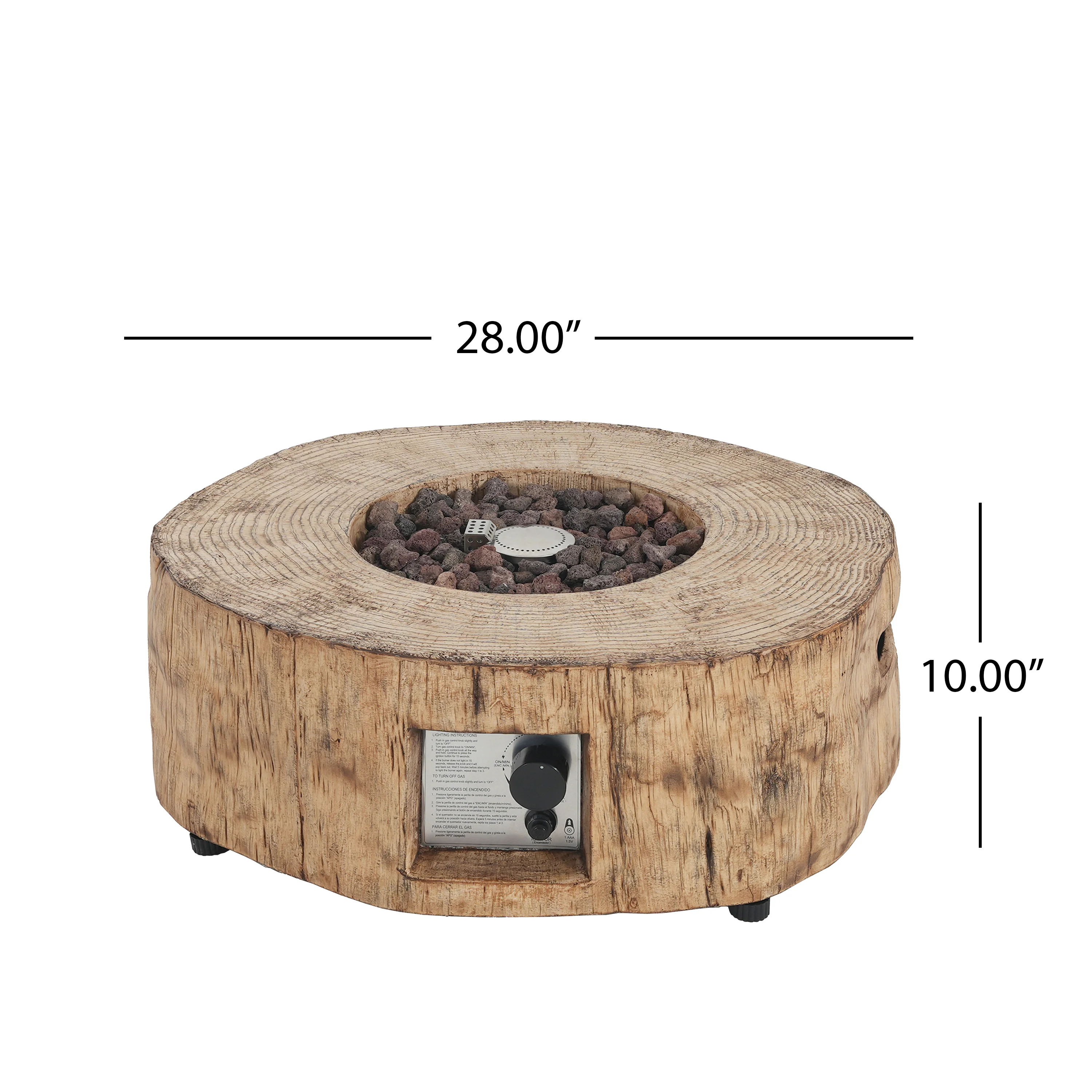 Walker Edison | Wood Pattern Outdoor Patio MGO Propane Fire Pit - Image 3