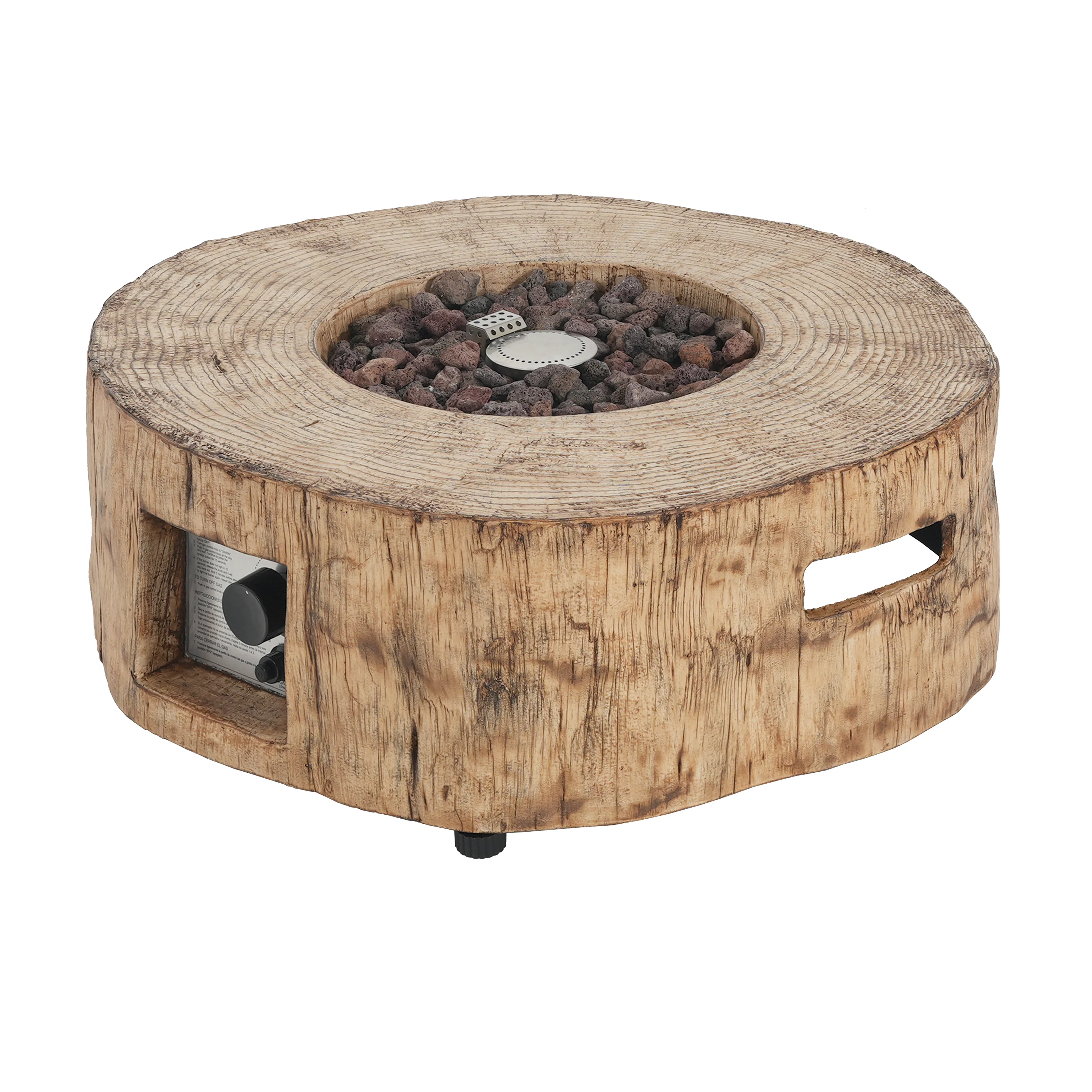 Walker Edison | Wood Pattern Outdoor Patio MGO Propane Fire Pit - Image 4
