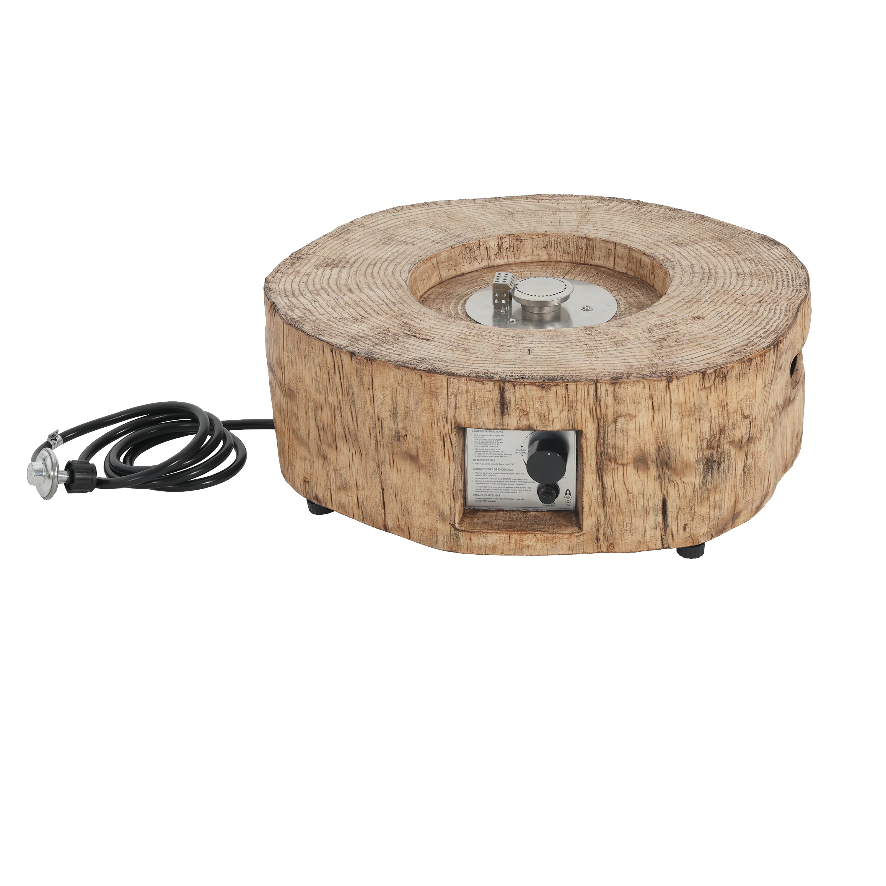Walker Edison | Wood Pattern Outdoor Patio MGO Propane Fire Pit - Image 9