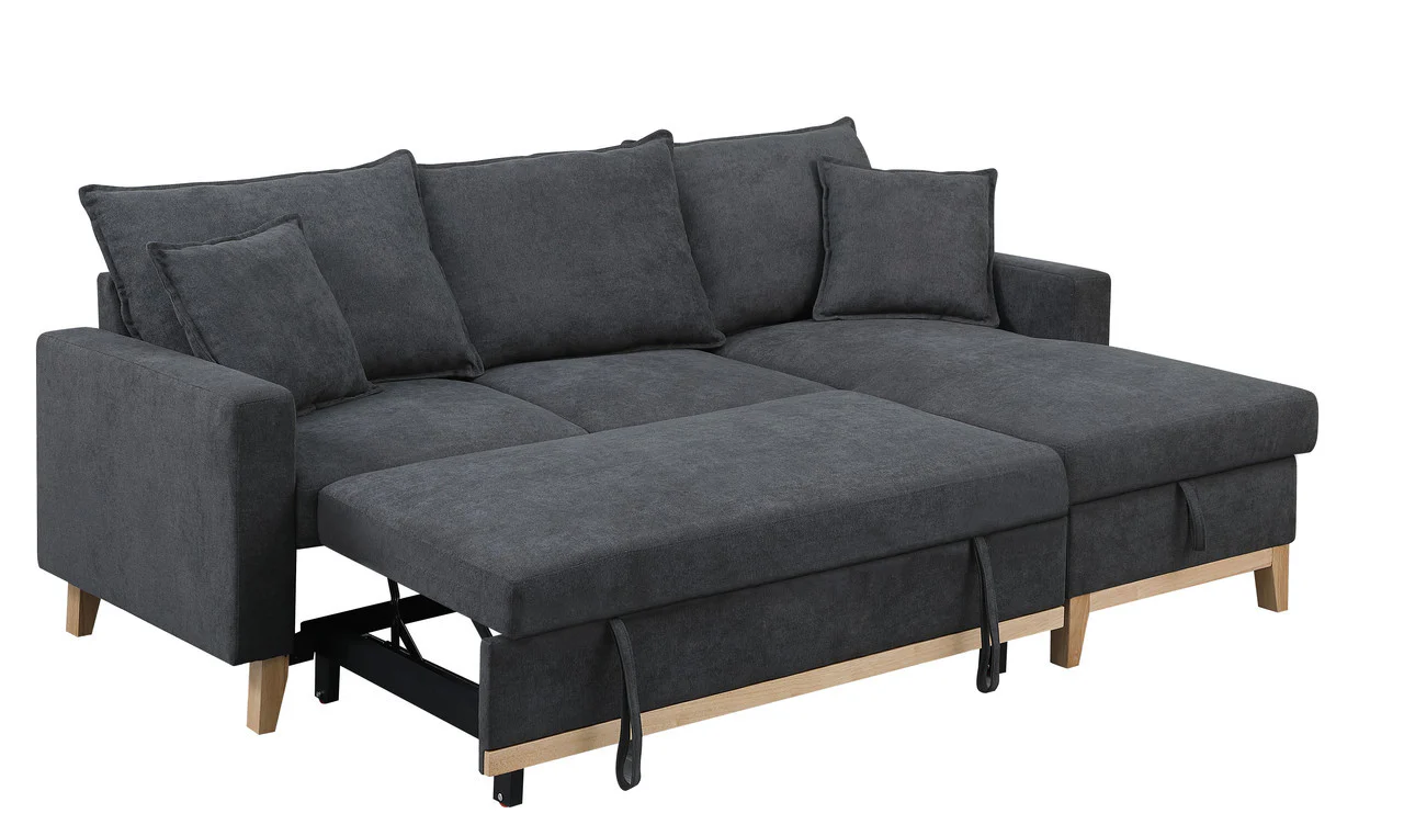 Woven Reversible Sleeper Sectional Sofa with Storage Chaise - Image 10