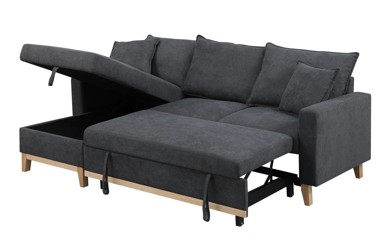 Woven Reversible Sleeper Sectional Sofa with Storage Chaise - Image 11