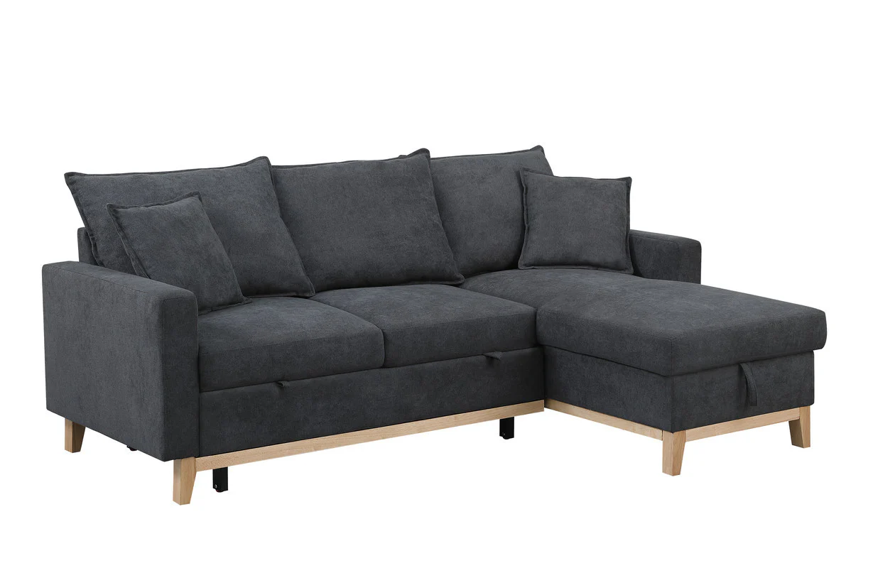 Woven Reversible Sleeper Sectional Sofa with Storage Chaise - Image 8