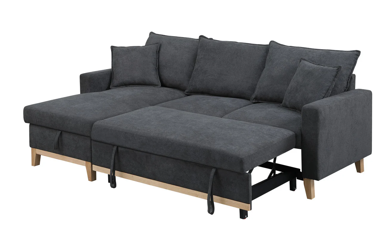 Woven Reversible Sleeper Sectional Sofa with Storage Chaise - Image 9